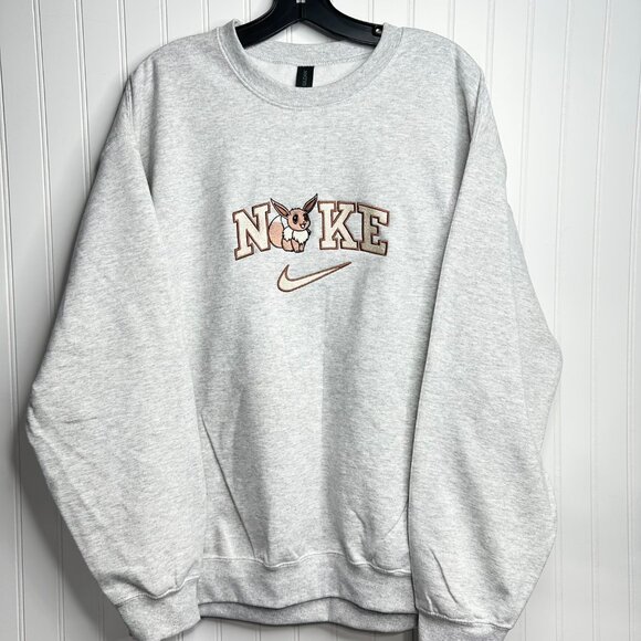 Nike Pokemon Eevee Embroidered Adult Unisex Crewneck Sweatshirt Cozy - Picture 2 of 13